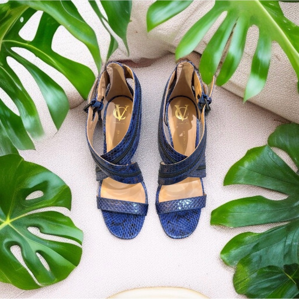 Vince Camuto Navy Strappy Sandal Heels - Picture 7 of 16